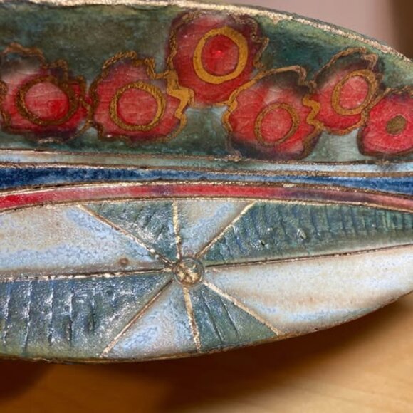 Pottery Leaf Shape Trinket Catch All Dish - Picture 4 of 7